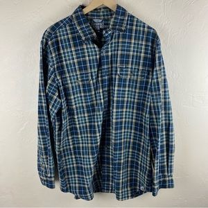 Carhartt Blue Plaid Cotton Button Front Shirt Relaxed Fit Men’s size XL Tall